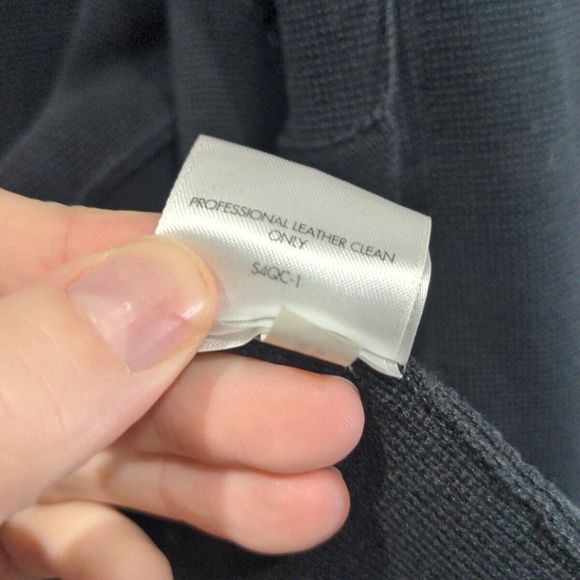 Eileen Fisher Petite Silk Knit Long Sweater Jacket Size PM Black Leather Trim - Picture 10 of 14